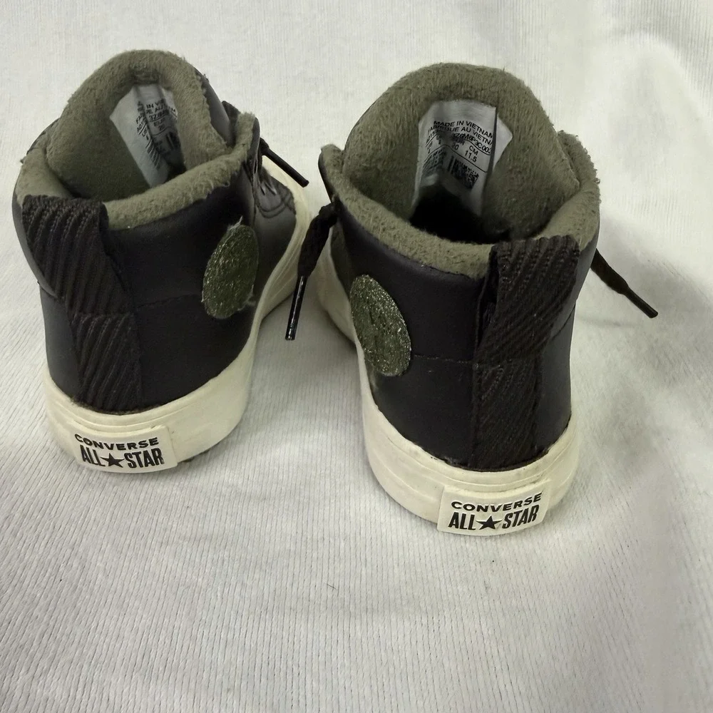 Converse Chuck Taylor All Star Blk Wht Grn Sz 4 Baby Infant Toddler Boot Shoes